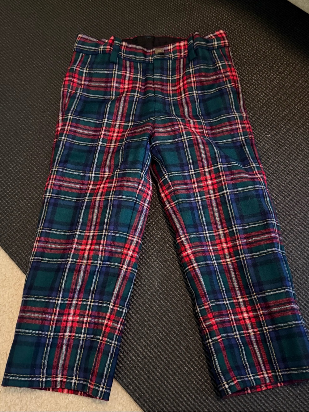 Janie and Jack Green & Red Tartan Plaid Pull-On Pants